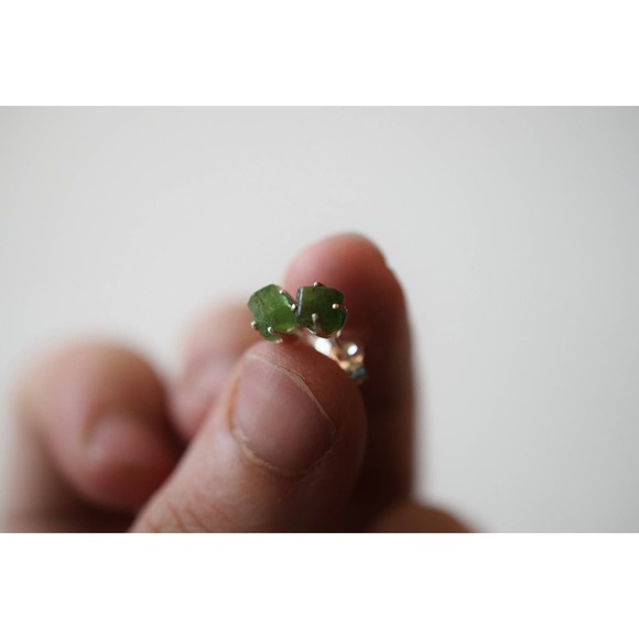 Emerald Earrings, Raw Emerald Earrings, Gemstone Earrings, Natural Emeralds - Picture 4 of 5